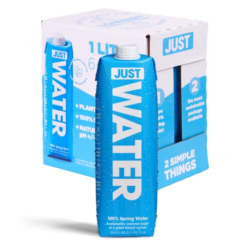 JUST Water - 100% Spring Water, Naturally Alkaline, 8.0 pH - Plant-Based, BPA Free, Sustainable and Fully Recyclable Boxed Water Bottle - Eco-Friendly - 1L / 33.8 Fl Oz (Pack of 6) - size: 33.8 Fl Oz (Pack of 6)