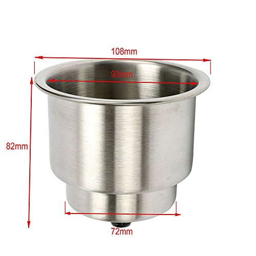 Amarine Made Pack of 4 Stainless Steel Cup Drink Holder with Drain Marine Boat Rv Camper