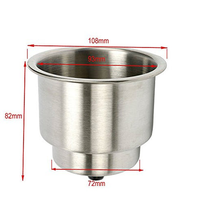 Amarine Made Pack of 4 Stainless Steel Cup Drink Holder with Drain Marine Boat Rv Camper