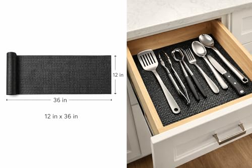 Non-Adhesive Shelf & Drawer Liner 12" x 36" Black – Non Slip Grip Liner, Cut to Fit Cabinet Drawer Mat for Kitchen Shelves, Desks & Storage – Dependable Industries Inc. Essentials