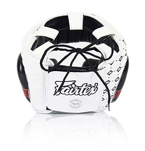 Fairtex Full Head Guard, Muay Thai MMA Sparring Helmet Protective Headgear - color: HG10 White Lace-up, size: Medium