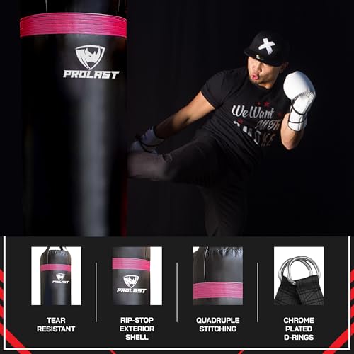 Punching Bag for Experienced and Beginners, Boxing, MMA, Martial Arts, Muay Thai Training Equipment, Hanging, 3ft, 50 lbs, Rhino Logo - color: Pink, size: Unfilled