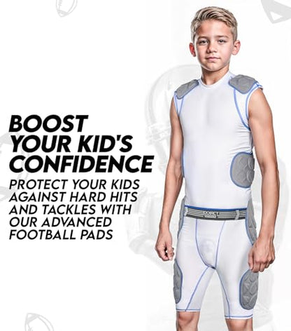 Exxact Sports Touchdown 5-Pad Youth Football Girdle with Cup Pocket - color: Black, size: Youth Large