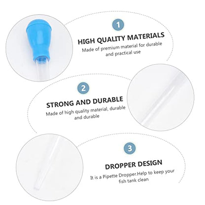 NOLITOY Aquarium Fish Tank Cleaner Pipette Dropper Manual Water Changer Vacuum Siphon Tool for Waste Removal and Feeding 16.92In Stainless Suction Device - color: Blue, size: Size 2