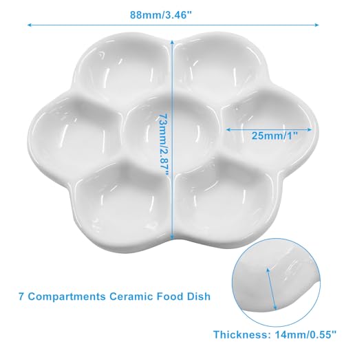 Piutouyar 2 Pack Hermit Crab Food Dish, 7 Compartments Ceramic Hermit Crab Feeding Dish Food and Water Bowl Ceramic Dishes