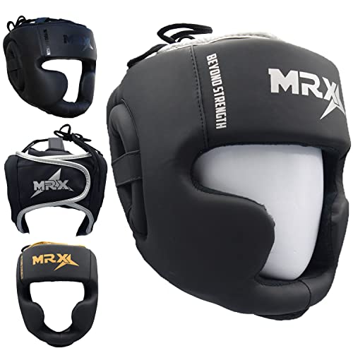 Boxing Headgear MMA Muay Thai, Head Gear for Kickboxing Sparring Grappling Martial Arts Taekwondo Training - color: Black-Silver, size: Large-X-Large