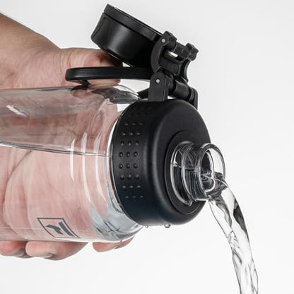 Fanhaw 32 oz Clear BPA-Free Tritan Water Bottle with Fast-Flow Spout Lid, BPA-Free & Leak-Proof Wide-Mouth Reusable Bottle for Gym, School & Office, Back to School Essentials (Clear&Black) - color: Clear&Black, style: 1 Pack