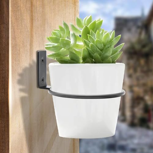 Jiozermi 6 Pack 8 inch Flower Pot Holder Ring, Flower Pot Holder Ring Wall Mounted Set Wall Mounted Metal Planter Hanger Matte Black Hanging Plant Holder - size: 8 Inch-6Pcs