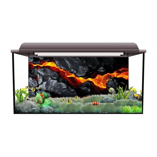 Fish Tank Background Aquarium Background Sticker Volcanic Lava Poster Fish Tank Decoration Self Adhesive Wallpaper 3D Background(30x61cm) - size: 30x61cm