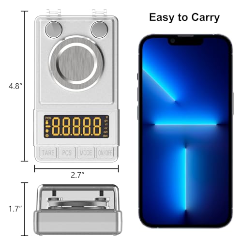 Milligram Scale 100g/0.001g Sliver, Mg Scale with 20g Calibration Weight and Accessories, Sliver Powder Scale for Reloading - color: Silver