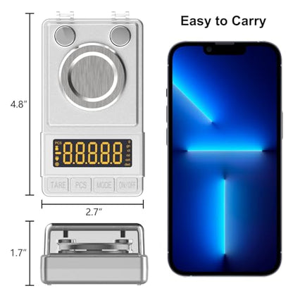 Milligram Scale 100g/0.001g Sliver, Mg Scale with 20g Calibration Weight and Accessories, Sliver Powder Scale for Reloading - color: Silver