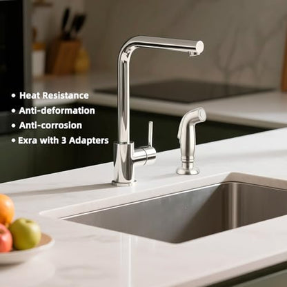 Universal Kitchen Side Sprayer Compatible with Moen Faucet, Kitchen Sink Faucet Sprayer Replacement with Quick Connector/Hose/Holder, Pull Out Sprayer Head Replacement, Easy to Install, Brushed Nickel