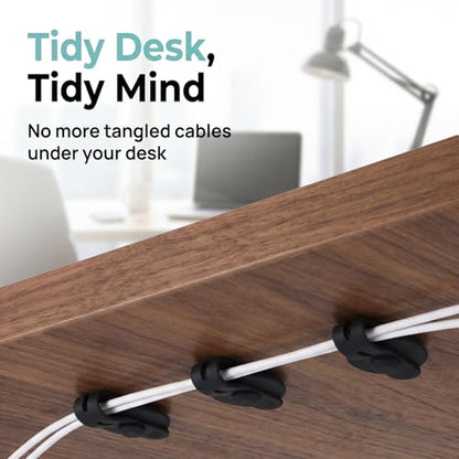 12PCS Cable Management Clips, Silicone Desk Wire Management, Reusable Cable Holders, Adhesive Cable Clips for Desk, for Organizing Wires in Family Bedrooms and Offices