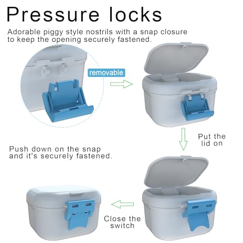 BVN Denture Case with Strainer, Leak Proof Denture Soaking Box | Portable Dental Cup with Storage Compartment, Magnetic Lid & Ventilation Design for Dentures, Retainers and Braces - color: White+blue