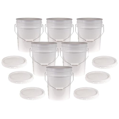 3.5 Gallon White Bucket & Lid - Durable 90 Mil All Purpose Pail - Food Grade - BPA Free Plastic - Made in USA (18 Pack)