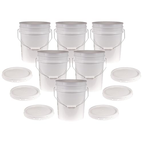 3.5 Gallon White Bucket & Lid - Durable 90 Mil All Purpose Pail - Food Grade - BPA Free Plastic - Made in USA (18 Pack)