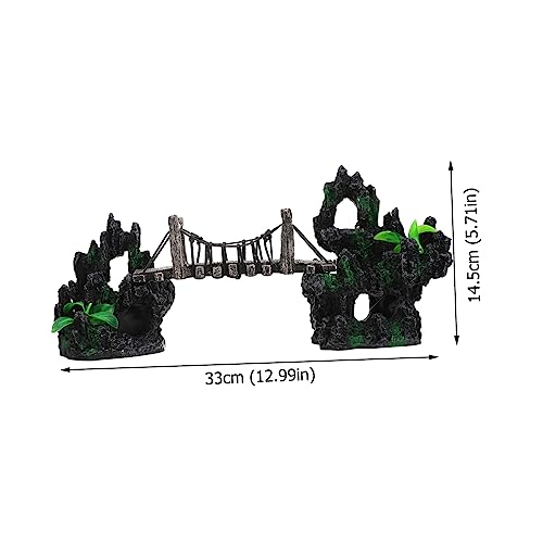 BESPORTBLE Underwater Suspension Bridge Decor for Fish Tank Resin Rockery Ornament Aquarium Landscaping Statue for Betta Fish Habitat and Aquarium Accessory
