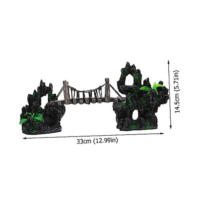 BESPORTBLE Underwater Suspension Bridge Decor for Fish Tank Resin Rockery Ornament Aquarium Landscaping Statue for Betta Fish Habitat and Aquarium Accessory