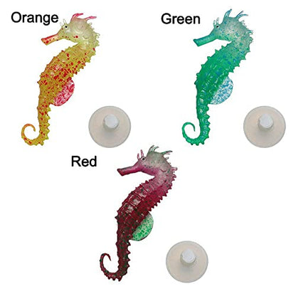 HomeSoGood 3pcs Aquarium Seahorse Decoration, Silicone Luminous Fish Tank Ornament