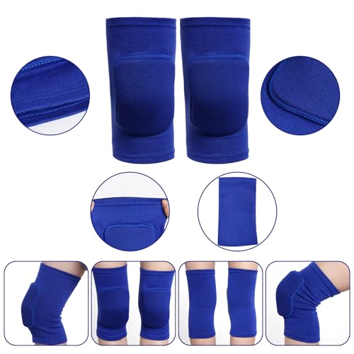 obmwang 2 Pieces Volleyball Accessories Including Volleyball Knee Pads and Volleyball Arm Sleeves with Protection Pads and Thumb Hole for Women Girls Teens Volleyball Training - color: Blue