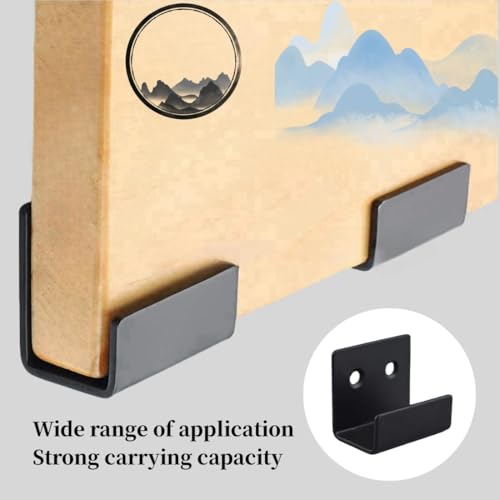 8 Pcs Tile Display Wall Hanger, Stainless Steel Wall Mount Brackets Hook, Heavy Duty Tile Hanger for Mirrors, Picture Frame Ceramic Wall Display (Black Inner Width 20mm/0.79")