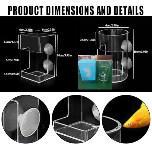 No Mess Aquarium Feeder, Acrylic Clear Fish Tank Feeder with Suction Cup, Preventing Food Scattering Feeding Tray Hollow Floating Sinking Shrimp Food Holders (Square,1) - color: Square