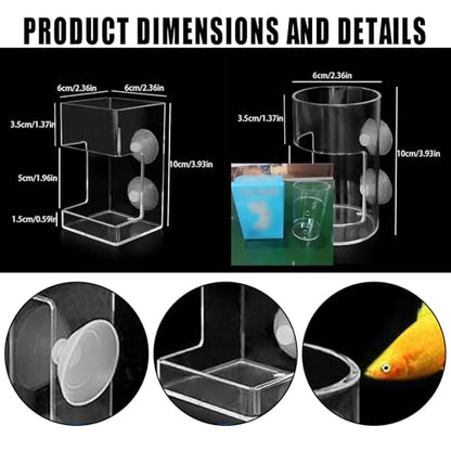 No Mess Aquarium Feeder, Acrylic Clear Fish Tank Feeder with Suction Cup, Preventing Food Scattering Feeding Tray Hollow Floating Sinking Shrimp Food Holders (Square,1) - color: Square
