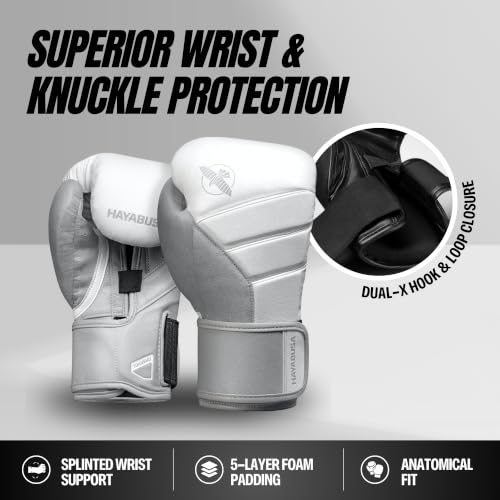 Hayabusa T3 Boxing Gloves - Sparring - color: White/Grey, size: 14oz