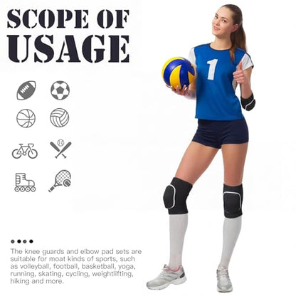 Sosation 2 Set Volleyball Elbow Pads and Knee Arm Sleeves,Black White - color: Black White
