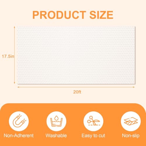 Shelf Liner 17.5 Inch x 20 FT Clear Non Slip Waterproof Cabinet and Drawer Liner for Kitchen Cabinet Refrigerator Pantry Closet Durable Non Adhesive - size: 17.5"W x 240.2"L
