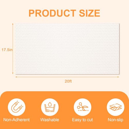 Shelf Liner 17.5 Inch x 20 FT Clear Non Slip Waterproof Cabinet and Drawer Liner for Kitchen Cabinet Refrigerator Pantry Closet Durable Non Adhesive - size: 17.5"W x 240.2"L