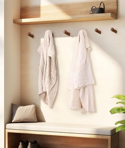 Optish Wood Wall Hooks for Hanging, 8 Pack Hat Hook for Walls, Coat Hook Wall Mount, Backpack Hooks for Walls, Bathroom Towel Hanger (Walnut) - color: Walnut