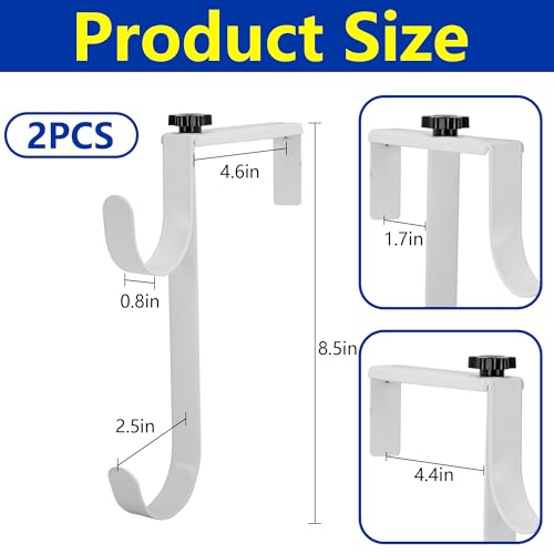 2 Pcs Double Pool Fence Hooks for Pool Equipment, Adjustable Pool Pole Hanger Holder, Rustproof Swimming Pools Skimmer Pole Hooks for Hanging Tool, Hose, Leaf Rakes, Nets Pool-Accessories (White)