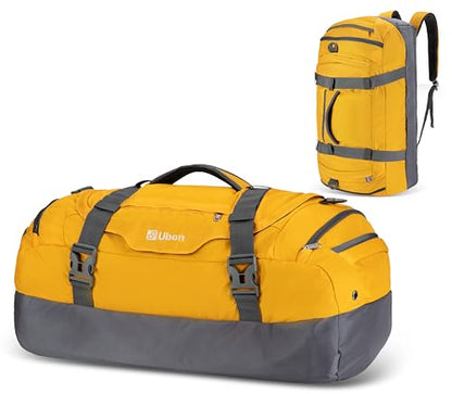 Ubon Convertible Duffel Backpack Weekender Gym Bag with Shoe Compartment - color: Yellow, size: 55L