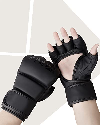 YMX BOXING MMA Gloves, Half Mitts for UFC, Mixed Martial Arts Traning, Open Palm - size: Large