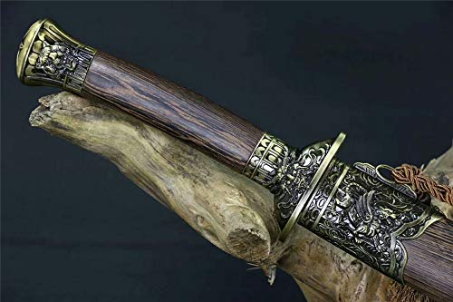 Full Tang Damascus Folded Steel blue Blade Chinese Dragon Tiger DAO Sword