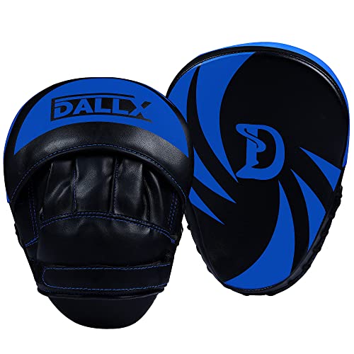 DALLX Sports Punch Mitts Target Focus Pads Hook and Jab Curved for MMA Training Martial Arts Karate Kickboxing Muay Thai with Adjustable Straps Ventilated - color: Blue