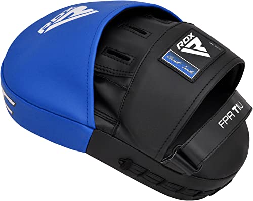 RDX Boxing Pads Focus Mitts, Maya Hide Leather Curved Hook and Jab Target Hand Pads, Great for MMA, Kickboxing, Martial Arts, Muay Thai, Karate Training, Padded Punching, Coaching Strike Shield - color: Blue