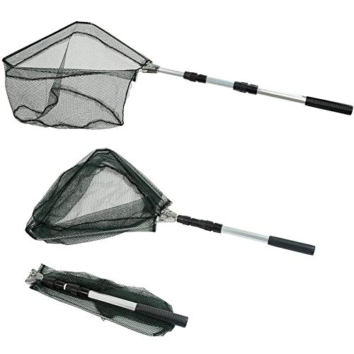 RESTCLOUD Fishing Landing Net with Telescoping Pole Handle, Fishing net Freshwater for Kids Men Women, Extend to 40-63 Inches - style: A: Aluminum Handle, 50" Full