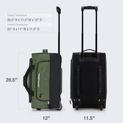 Pacific Gear Duffel Bag with Rolling Wheels - color: Green, size: 21 inch