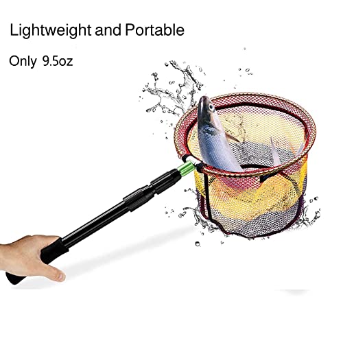 SANLIKE Kids Fishing Net with Telescopic Pole Handle 50.4in Rubber Coated Nylon Mesh Fish Landing Net for Easy Catch Release, Non-Slip EVA Grip for Freshwater or Saltwater