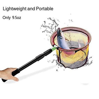 SANLIKE Kids Fishing Net with Telescopic Pole Handle 50.4in Rubber Coated Nylon Mesh Fish Landing Net for Easy Catch Release, Non-Slip EVA Grip for Freshwater or Saltwater
