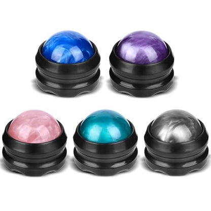5-Pack Massage Roller Balls Set – Ergonomic Muscle Relief Massage Tools for Full Body Deep Massage (Blue/Green/Pink/Purple/Gray), 5 Individual Gift Boxes