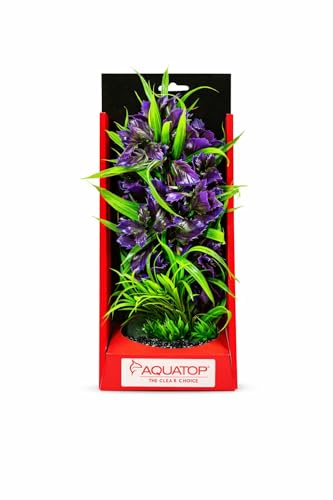AQUATOP 10" Garden Purple Vibrant Wild Plastic Plant w/Weighted Base for Aquariums, PD-VGPR10