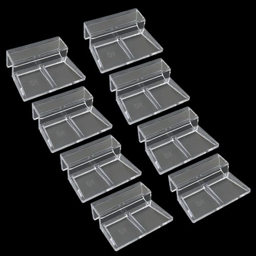 Murtenze 8 PCS Aquarium Lid Clips, 10mm Clear Acrylic Fish Tank Holder Support Clamps for Rimless Aquariums - size: 10mm