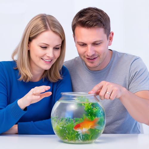 3 Pcs Fish Bowl Plastic Fish Tank Clear 100 oz Goldfish Bowl Multipurpose Round Desktop Aquarium Transparent for Home Office Goldfish Turtle Candy Party Favors, 7.09 x 6.3 Inch