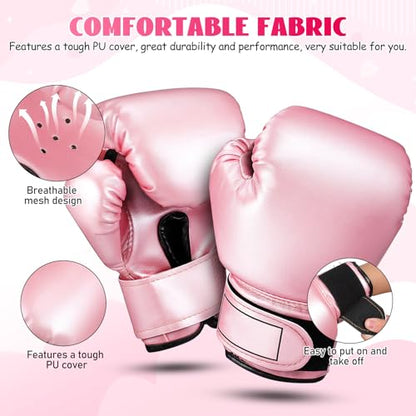 Garneck Kids Boxing Gloves: Toddler Punching Training Gloves for Boys Girls Ages 3-8 Pu Leather Sparring Mitts for Kickboxing Muay Thai MMA & Heavy Bag, Pink