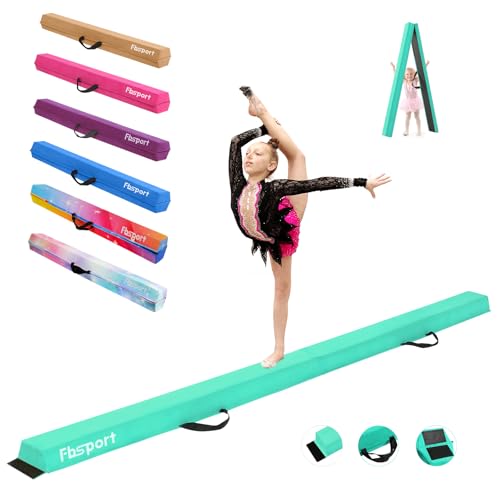 FBSPORT 8ft/9ft/9.5ft Balance Beam Folding Gymnastics Beam Foam Balance Floor Beam Equipment for Kids Adults, Suede Cover Anti Slip Base with Carry Bag for Home School Gym Training - color: Green, size: 8ft*6in*2.5in(240*15*6cm)