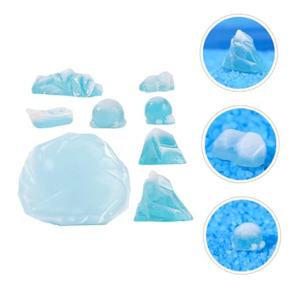 Wakauto 8pcs Aquarium Snow Mountain Décor Thematic Ornaments, 2pcs Realistic Miniature Iceberg Model Fish Tank Glacier Landscape Decoration Tank Accessories