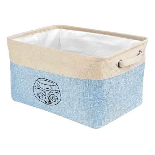 Fish Tank Kawaii Print Dog Toy Storage Basket Bin Pet Toy Box with Handle Foldable Organizer for Toy Clothing Supplies Blue - color: Fish Tank, size: BLUE